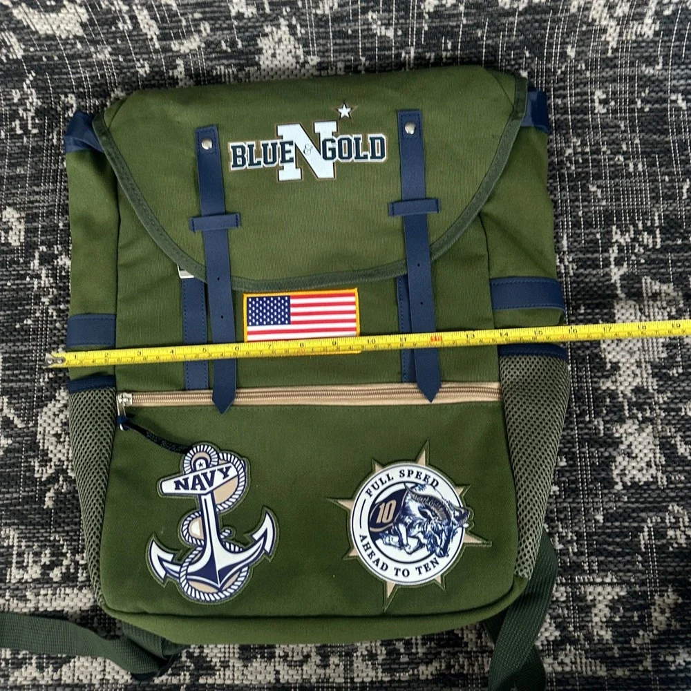 US Navy Blue & Gold Backpack OD Green Military‎ Rucksack Beat Army Style Retro